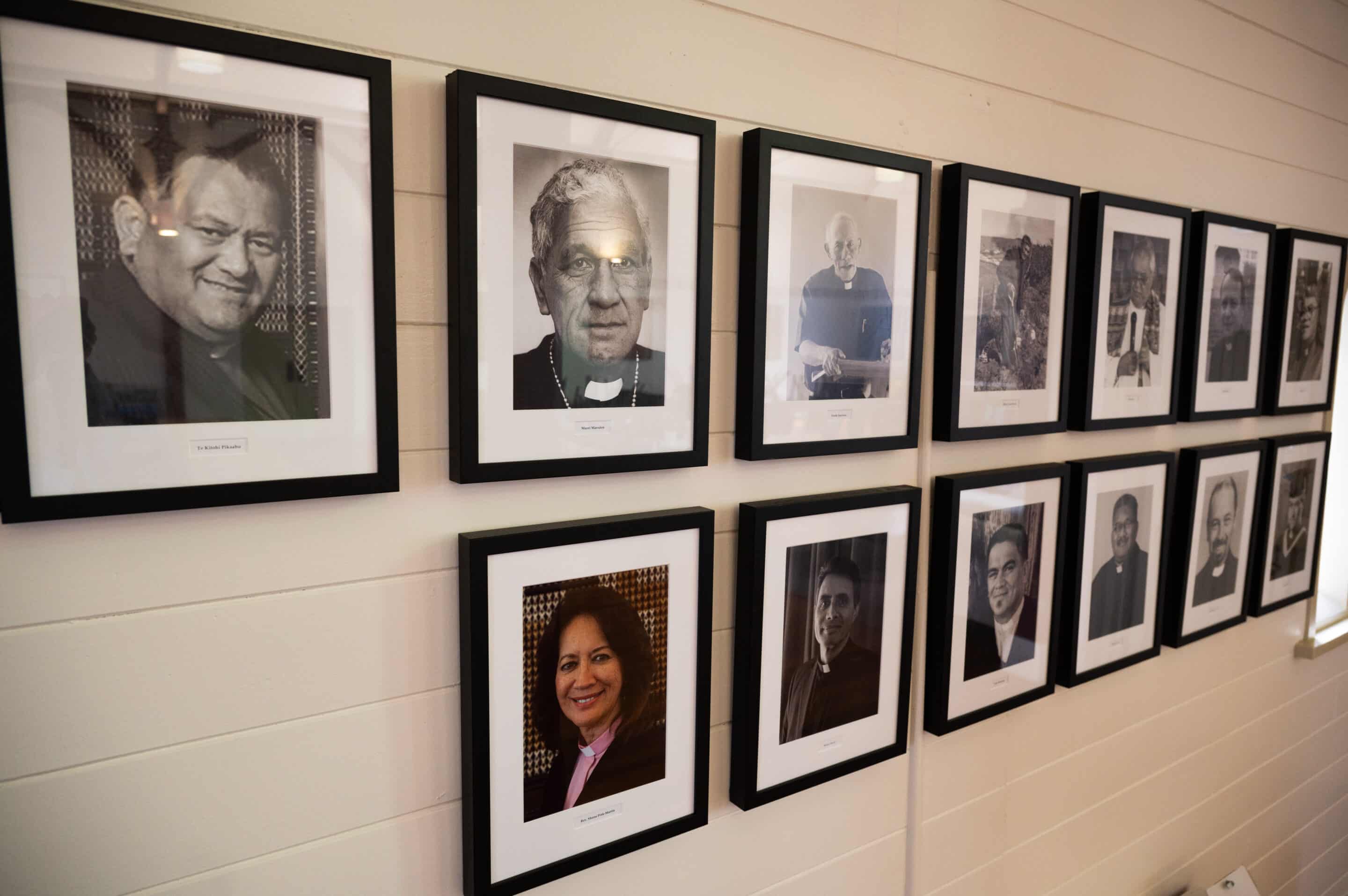 Te Mīhana Māori - A wall of photos feautring the previous missioners/other key leaders of Te Mīhana Māori
